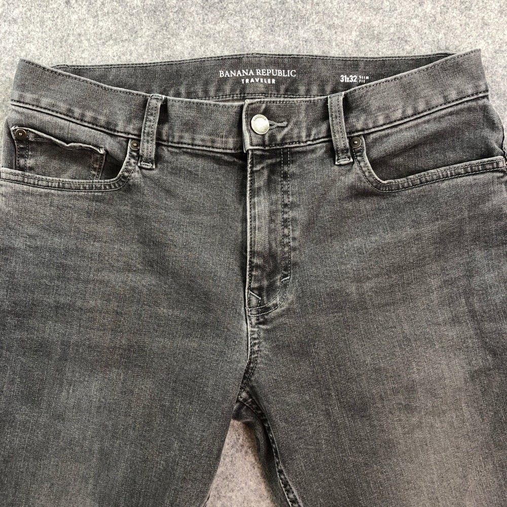 Banana Republic Traveler Mens Jeans 31x32 Gray Slim Fit Stretch Cotton Denim - Picture 4 of 15